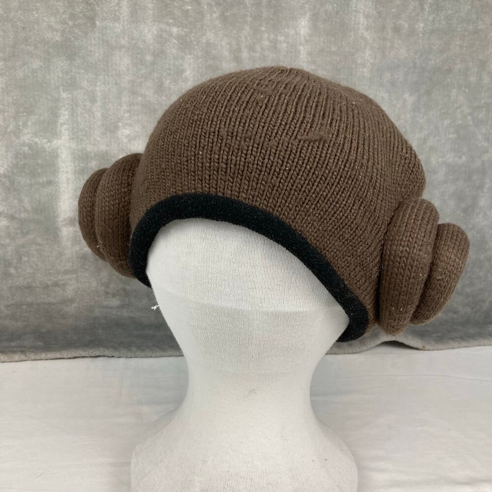 Star Wars Princess Leia Side Space Buns Beanie Knit Brown Ages 14 & Up Costume
